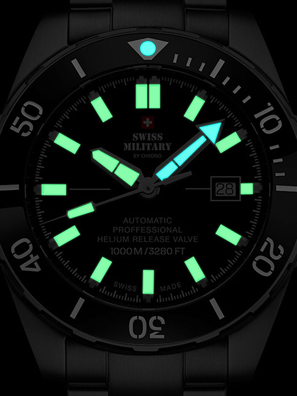 Swiss Military SMA34092.09 Automatic Diver Mens Watch 45mm 100ATM