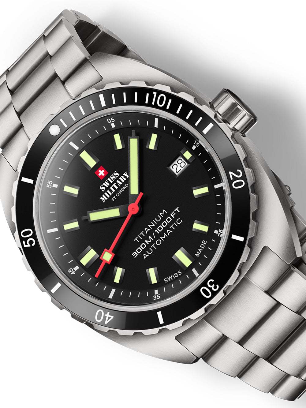 Swiss Military SMA34100.01 Diver Titanium Automatic Mens Watch 42mm 30ATM