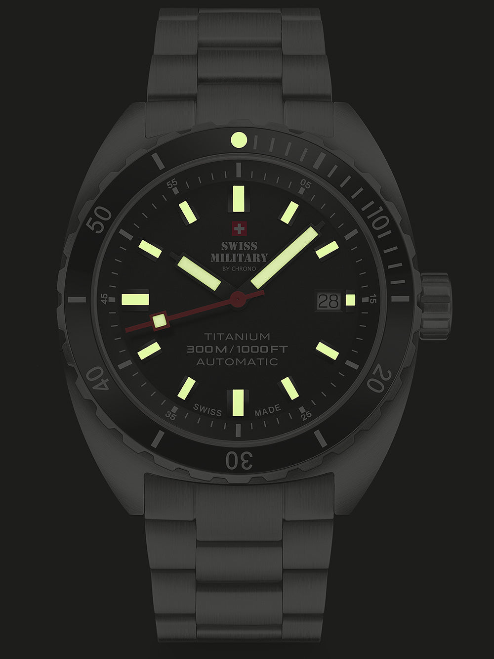 Swiss Military SMA34100.05 Diver Titanium Automatic Mens Watch 42mm 30ATM