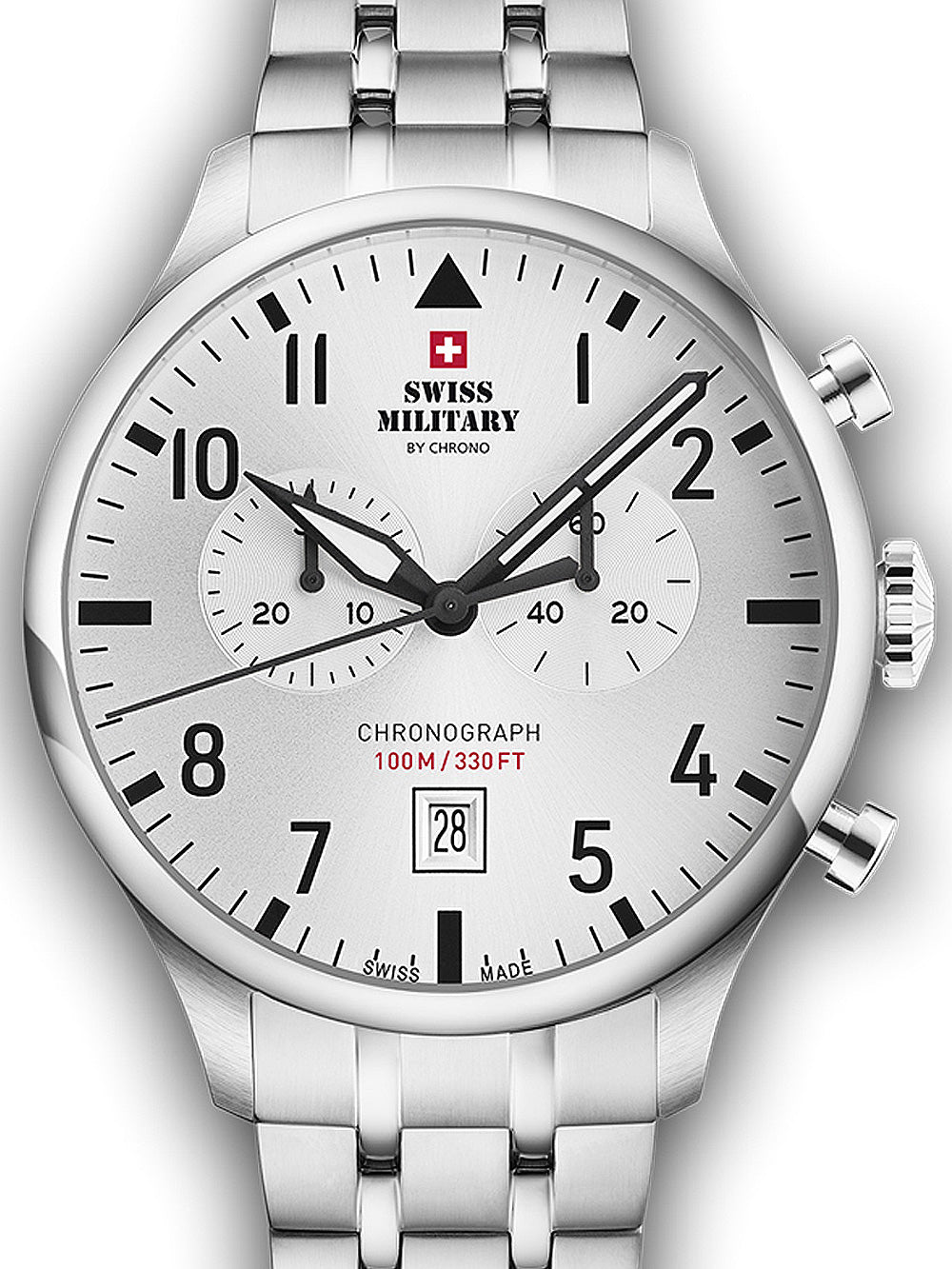 Swiss Military SM34098.02 Vintage Chronograph Mens Watch 43mm 10ATM