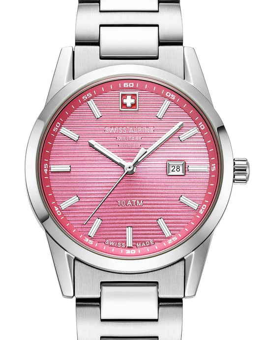 Swiss Alpine Military 7767.1136 Ladies Watch Argos silver pink 34mm 10ATM