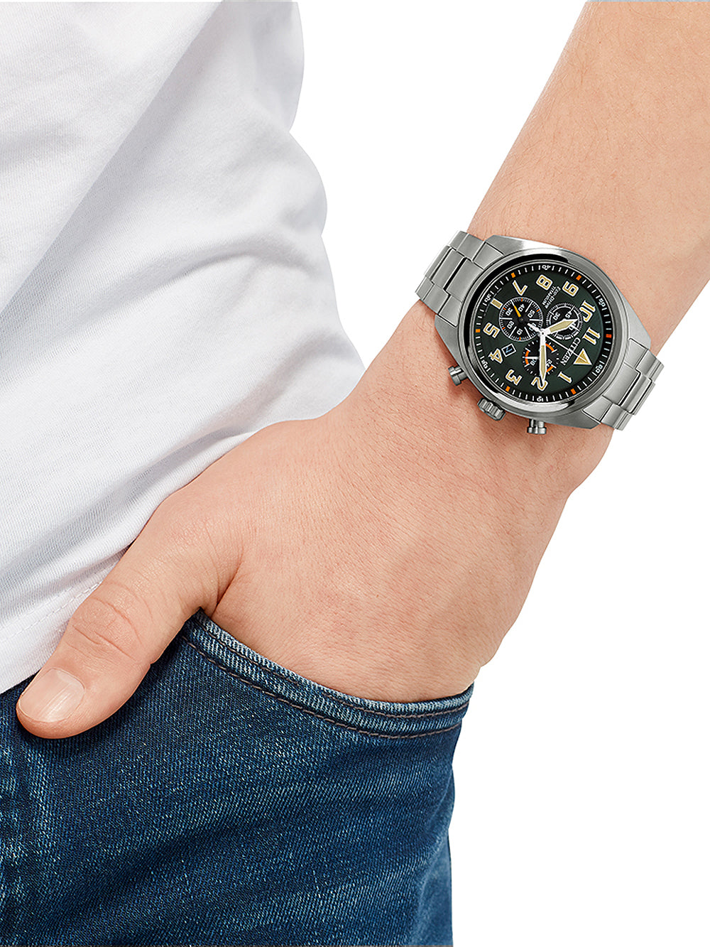 Citizen AT2480-81X Eco-Drive Super-Titanium chronograph 43mm 10ATM