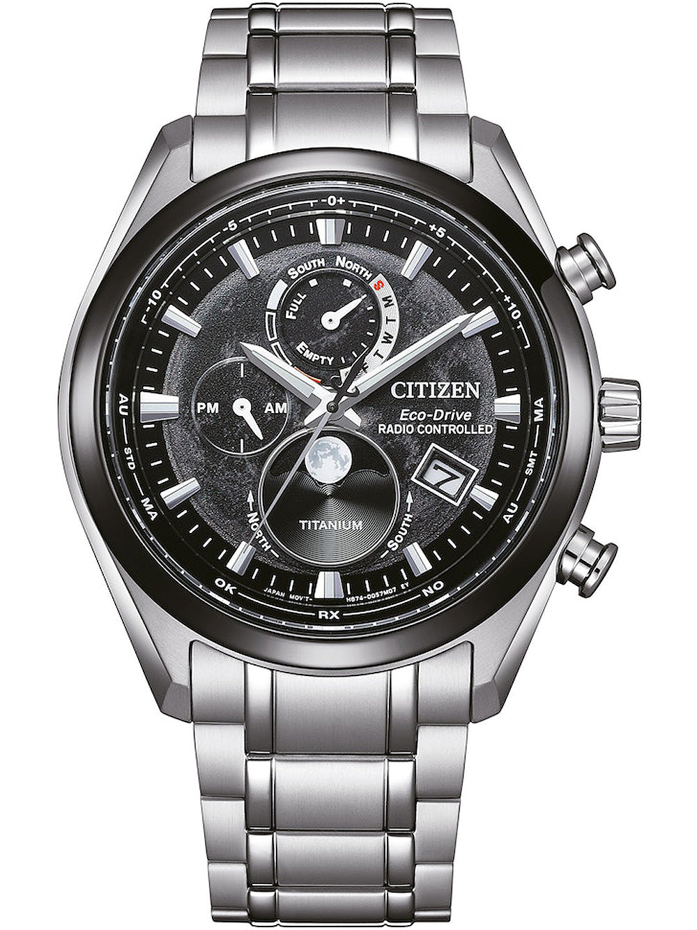 Citizen BY1018-80E Eco-Drive Moon Phase Titanium Radio Contr. Mens Watch