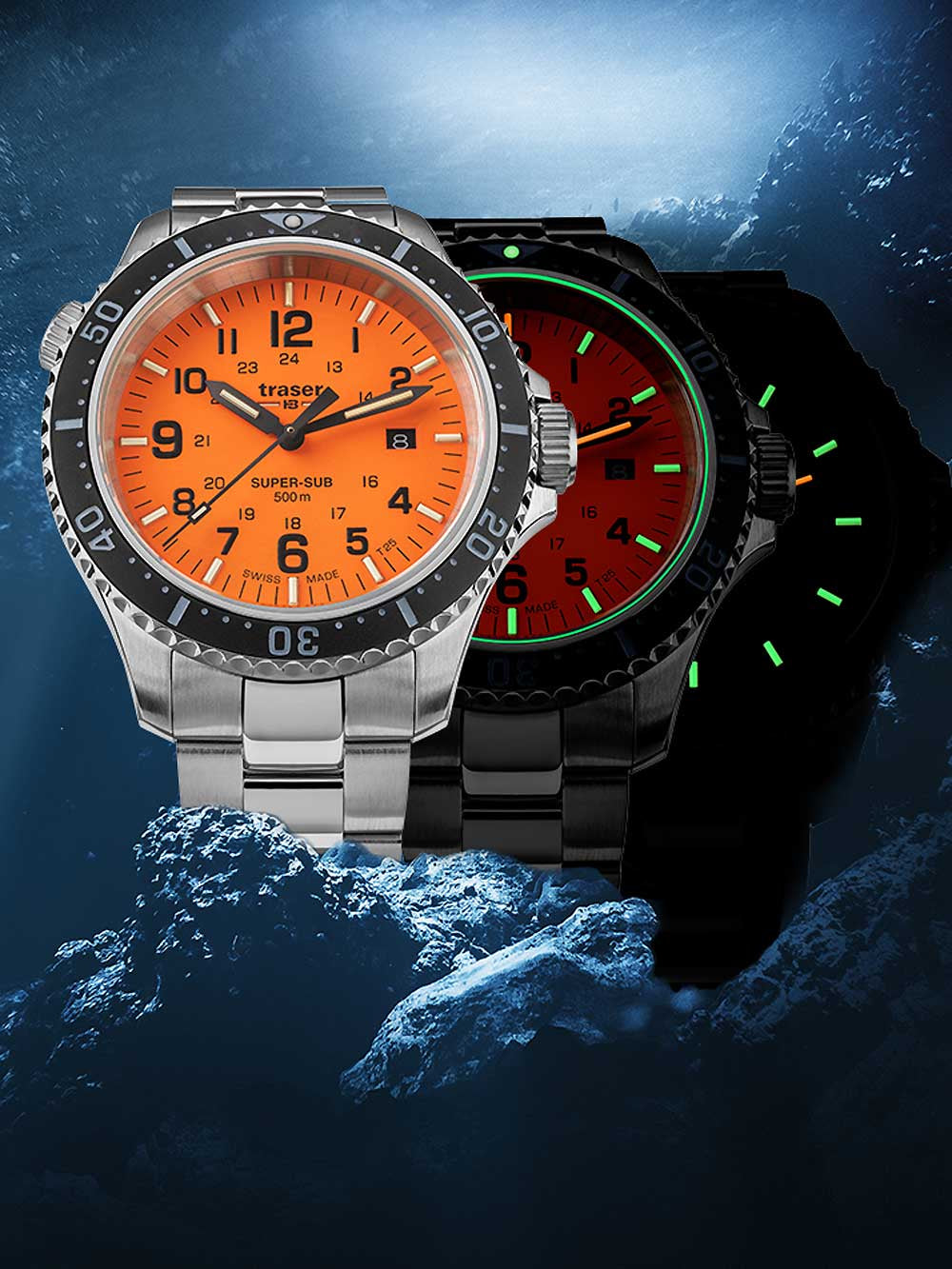 Traser H3 109379 P67 T25 SuperSub set orange 46 mm diver 50ATM