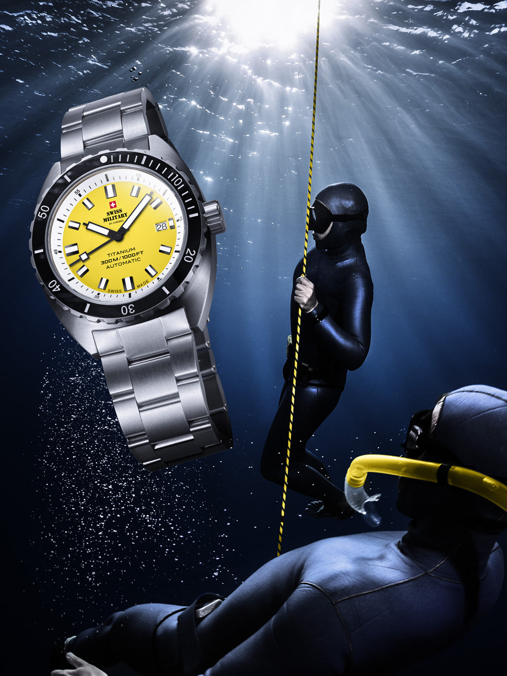 Swiss Military SMA34100.05 Diver Titanium Automatic Mens Watch 42mm 30ATM