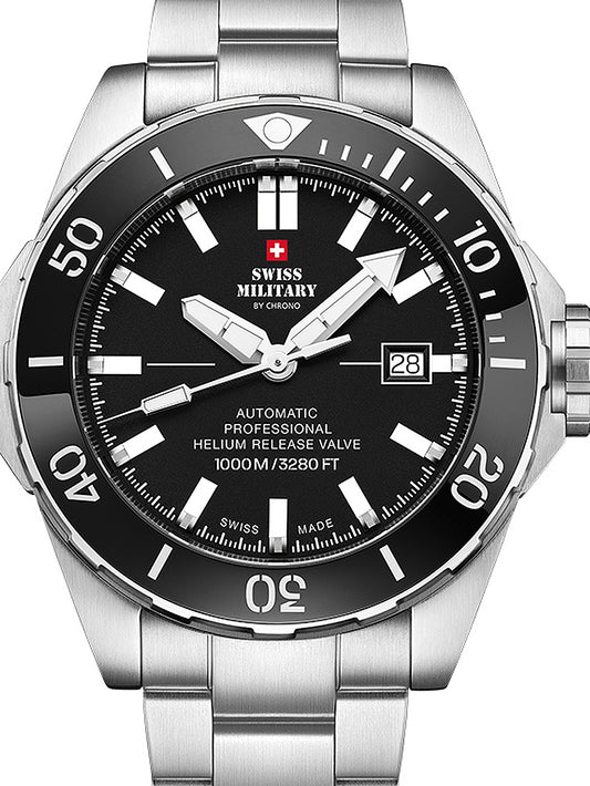 Swiss Military SMA34092.01 Automatic Diver Mens Watch 45mm 100ATM