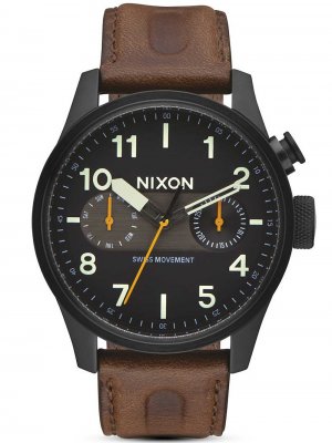 Nixon A977-2344 Safari Deluxe Leather Multif. Herr 43mm 10ATM